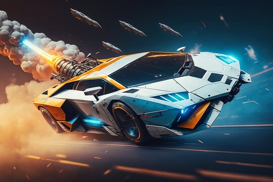 Fast car with a rocket booster