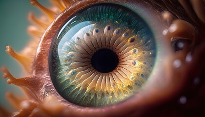  a close up of a human eye with a lot of details on it's iris and the iris part of the eye showing the iris.  generative ai
