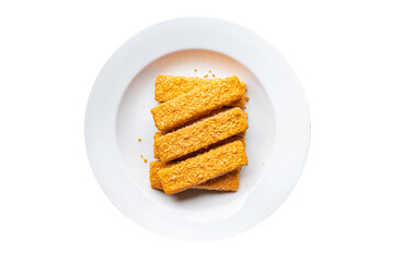 fish stick deep-fried seafood breadcrumbs fast food meal food snack on the table copy space food background rustic top view