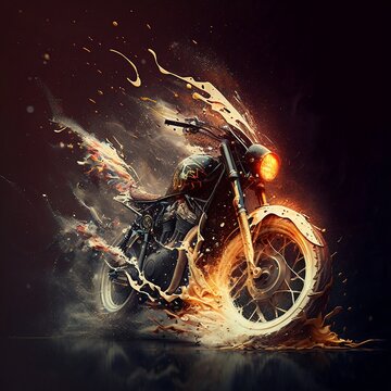Flaming motorbike