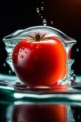 tomato splash in water