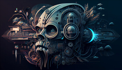 very detailed vector illustration fraud cybernetics security