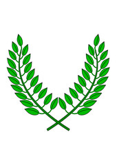 zwei gekreuzte zweige mit grünen blättern