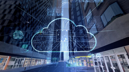 Smart City Artificial intelligence Cloud Computing Network Technology CG background