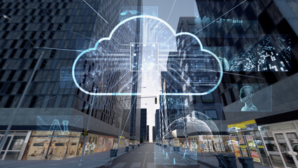 Smart City Artificial intelligence Cloud Computing Network Technology CG background