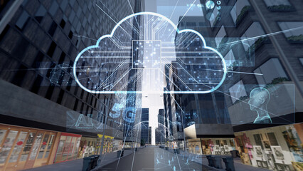 Smart City Artificial intelligence Cloud Computing Network Technology CG background