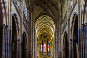 Stunning beauty of architecture. Gothic Catholic Cathedral of St. Vitus, Wenceslas and Vojtech in Prague Castle