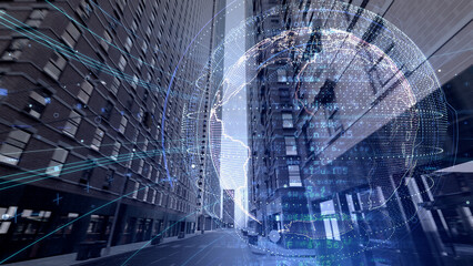 Smart City Artificial intelligence Network Building Technology CG animation background 