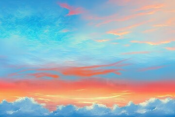 The sky at sunset is beautiful blue and orange, the sky at dusk. The sky is beautiful when the sun rises in the morning. Natural landscape background. Generative AI