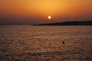 Sunset in Coral Bay resort in Pegeia city, Cyprus island country