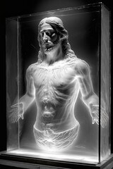 3d reconstruction of jesus from shroud of turin. generative AI - obrazy, fototapety, plakaty