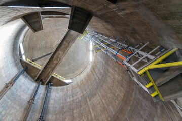 interior of a concrete water tower - obrazy, fototapety, plakaty