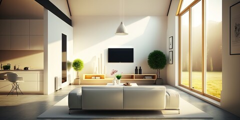 Modern living room minimalist design,. Generative AI