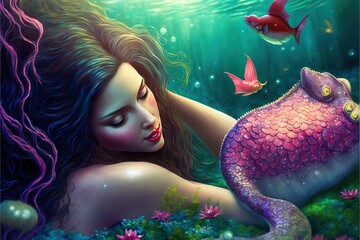 Obraz na płótnie Canvas Mermaid created with Generative AI 