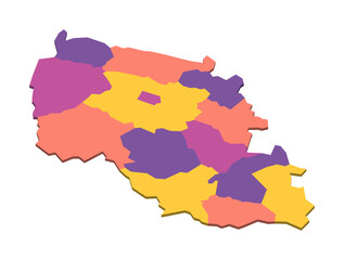 Czech Republic political map of administrative divisions - regions. Isometric 3D blank vector map in four colors scheme.