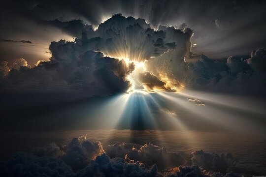 Sunlight Sacred Shining through the clouds Creating a beautiful beam Is a mystery that must be searched. Generative AI
