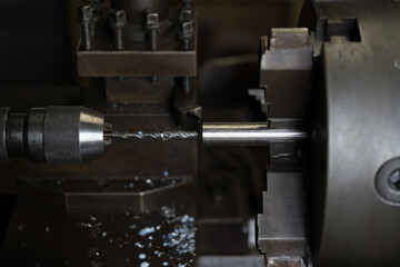 During drilling work with a lathe