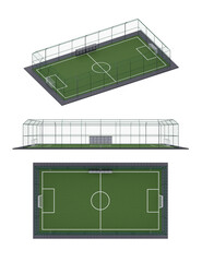 3D Mini Carpet Field Football Stadium isolated