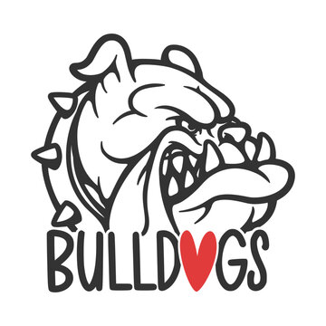 Bulldogs Illustration Clip Art Design Shape. Love Bulldog Silhouette Icon Vector.