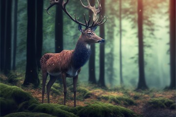 Deer in the forest created with Generative AI 