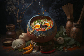 Delicious kimchi stew, generative ai