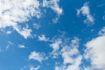 Naklejka na ściany i meble Beautiful blue sky with clouds in sunny day