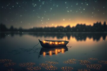 Naklejka premium Fireflies created with Generative AI 