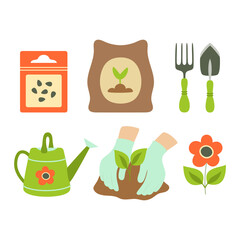 vector set of elements for seedling growing