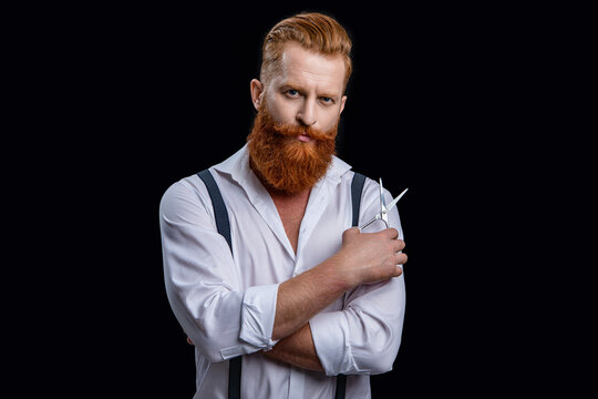 unshaven barbershop man isolated in black. barbershop man in studio. barbershop man