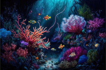 Fototapeta na wymiar Underwater world created with Generative AI 
