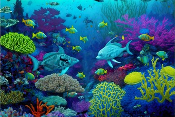 Fototapeta na wymiar Underwater world created with Generative AI 
