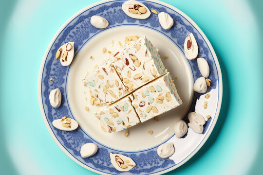 A dish with some nougat in it. Generative AI
