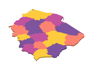 Poland political map of administrative divisions - voivodeships. Isometric 3D blank vector map in four colors scheme.