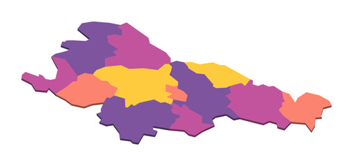 Slovenia political map of administrative divisions - statistical regions. Isometric 3D blank vector map in four colors scheme.