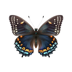 Fototapeta na wymiar black butterfly on transparent background PNG