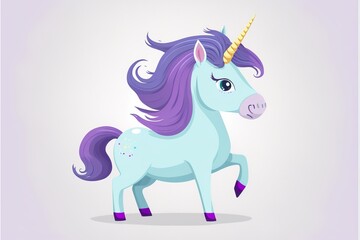 Naklejka na ściany i meble Cute unicorn flat illustration created with Generative AI 