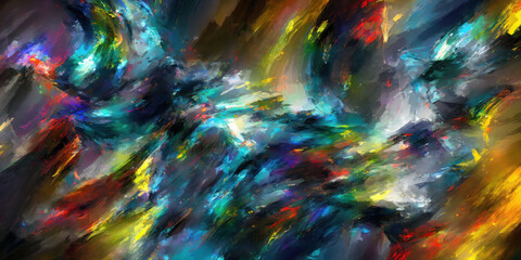 Abstract colorful space background. Painting style illustration. Generative AI