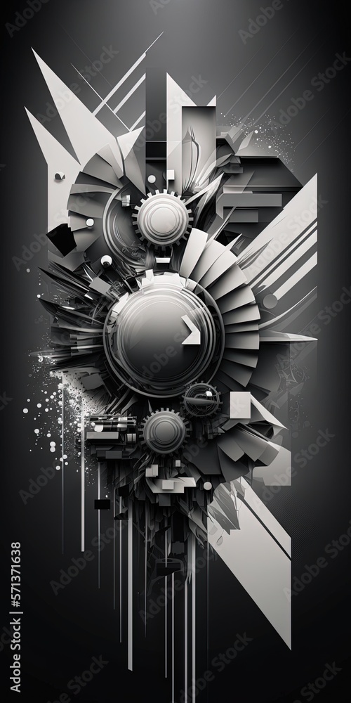Poster grey background with an abstract technology background. generative ai