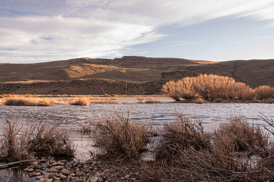 sunset over alumine River Patagonia Argentina