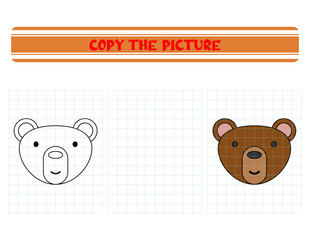 Repeat the picture. Coloring book for kids. Children's education. Cartoon animal bear