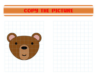 Repeat the picture. Coloring book for kids. Children's education. Cartoon animal bear