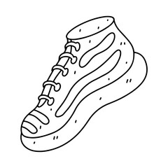 Trainers in hand drawn doodle style. Shoes vector illustration. Coloring page. Sneakers.