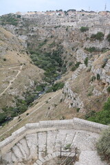 View to the river in the gorge of Matera, Italy
