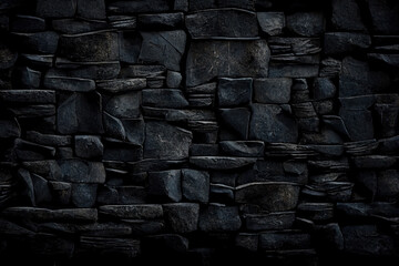 Wall made of dark stone or slate. Grunge style. Generative ai