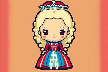 Little queen flat illustration created with Generative AI
