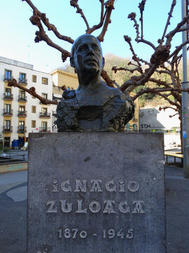 Ignacio Zuloaga portrait sculpture of the artist in San Sebastian, gipuzkoa, Spain ; february, 11 2023