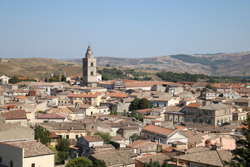 Fototapeta na wymiar Cityscape of Melfi with bell tower of 