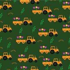 tractor pattern vector , tractor seamless pattern background illustration