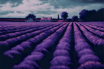 Fototapeta na wymiar Lavender fields landscape created with Generative AI 
