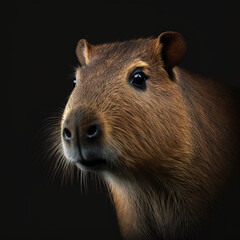 Closeup portrait shot of a capybara generative ai 
